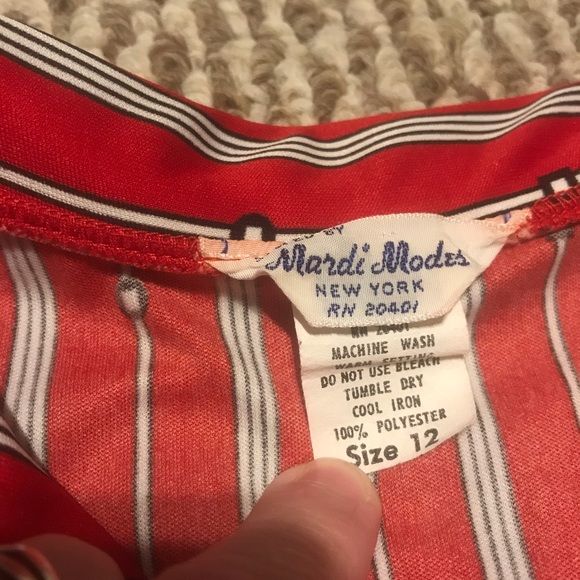 VTG 70s Mardi Modes red black white retro bowling shirt graphic geometric print - Picture 3 of 8